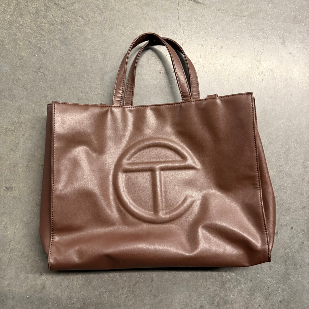 Telfar Medium Shopping Bag Chocolate Brown Vegan Leather Tote Shoulder Bag